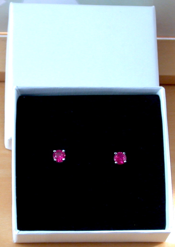 ruby stud earrings in gift box