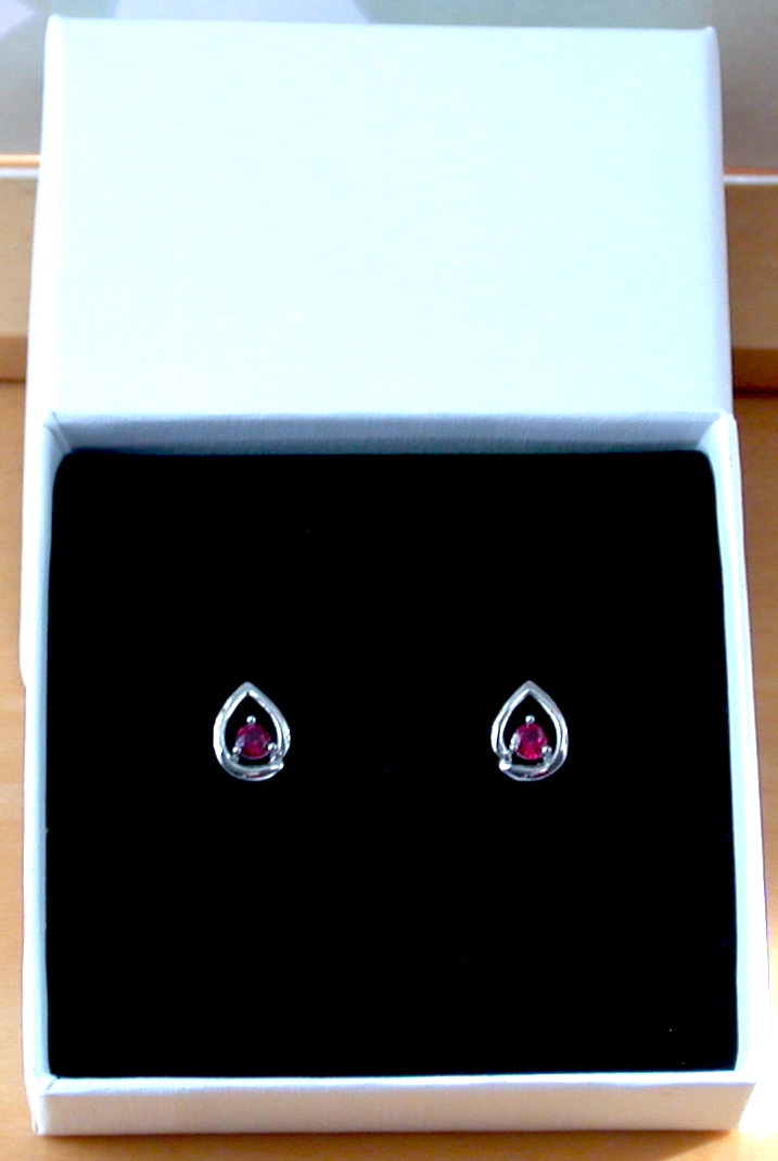ruby stud earrings in gift box