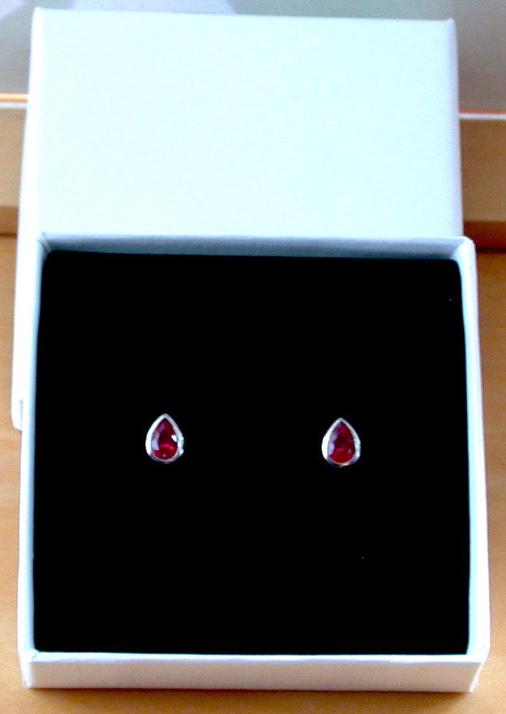 ruby stud earrings in gift box