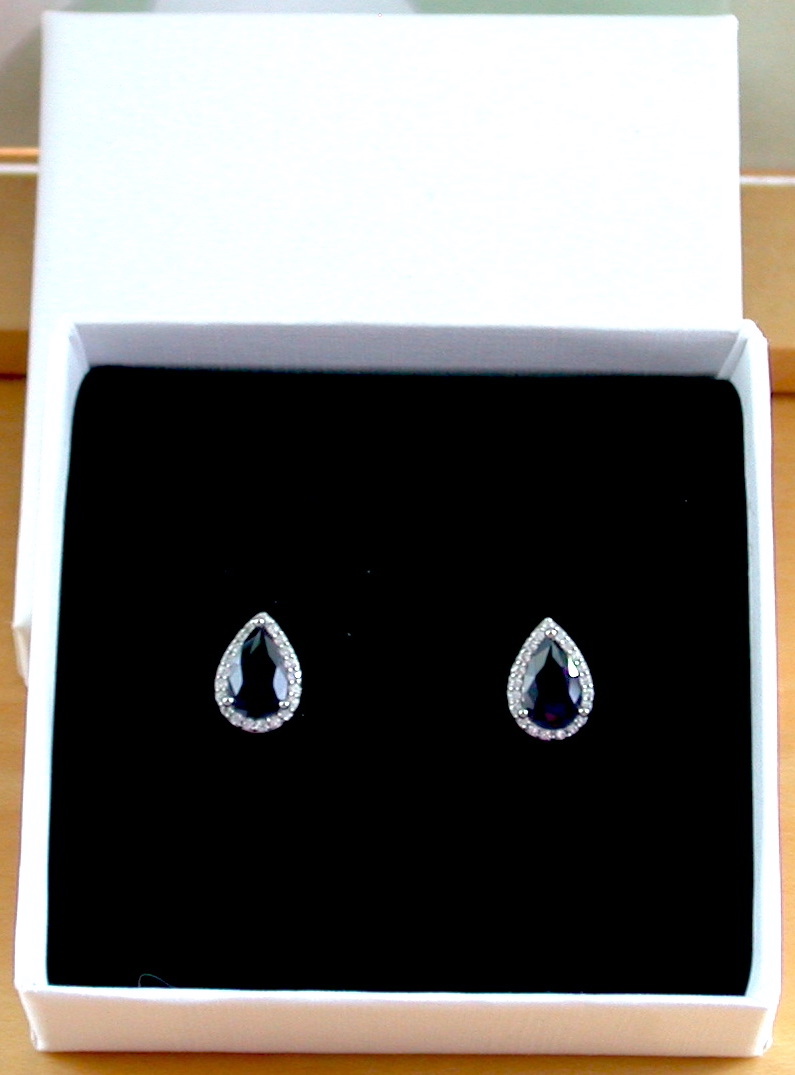 sapphire earrings in gift box
