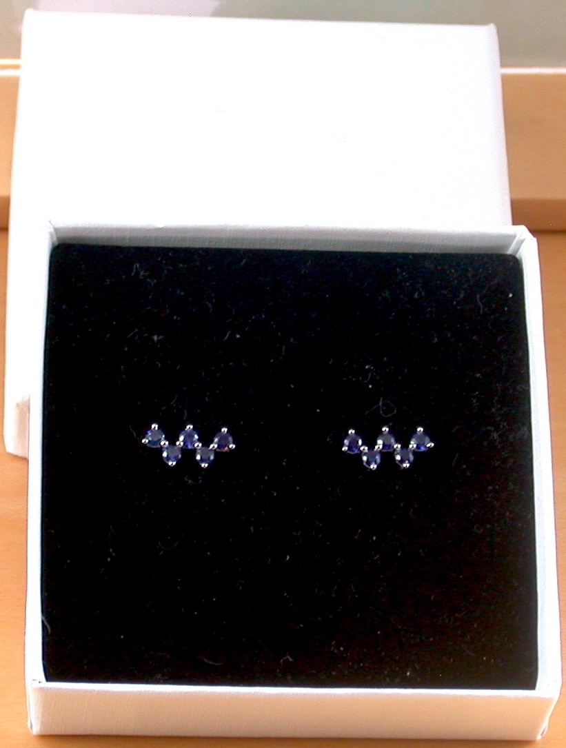 sapphire earrings in gift box