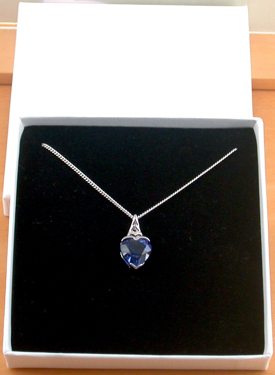 sapphire necklace in gift box