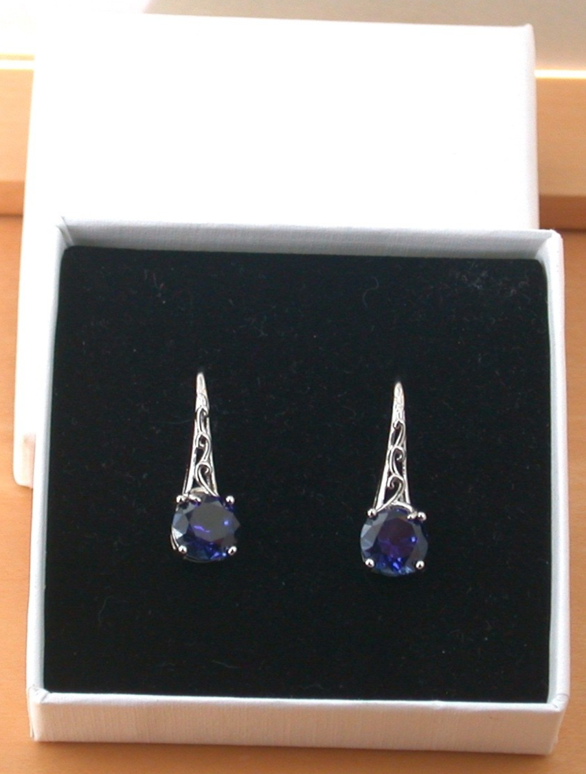 sapphire earrings in gift box