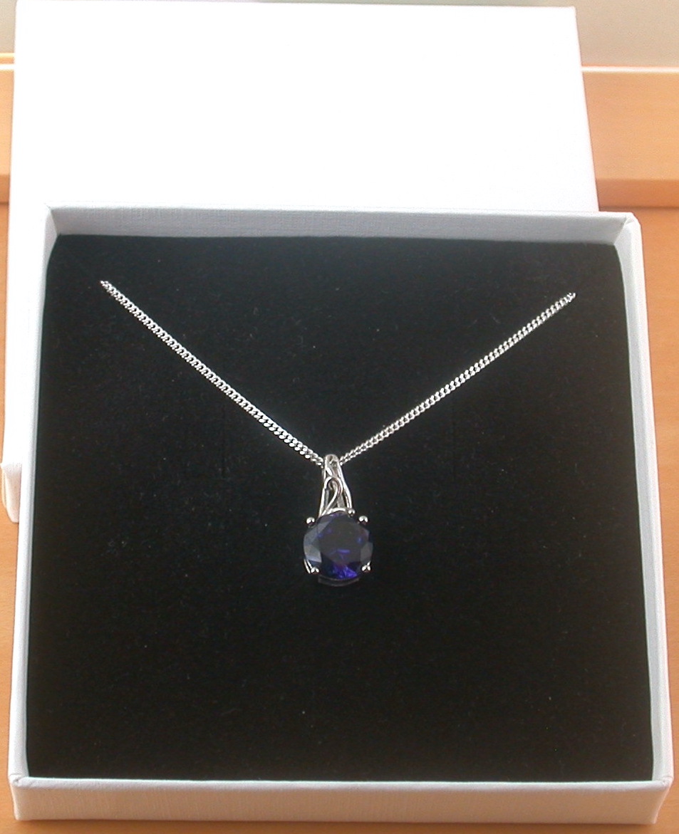 sapphire necklace in gift box