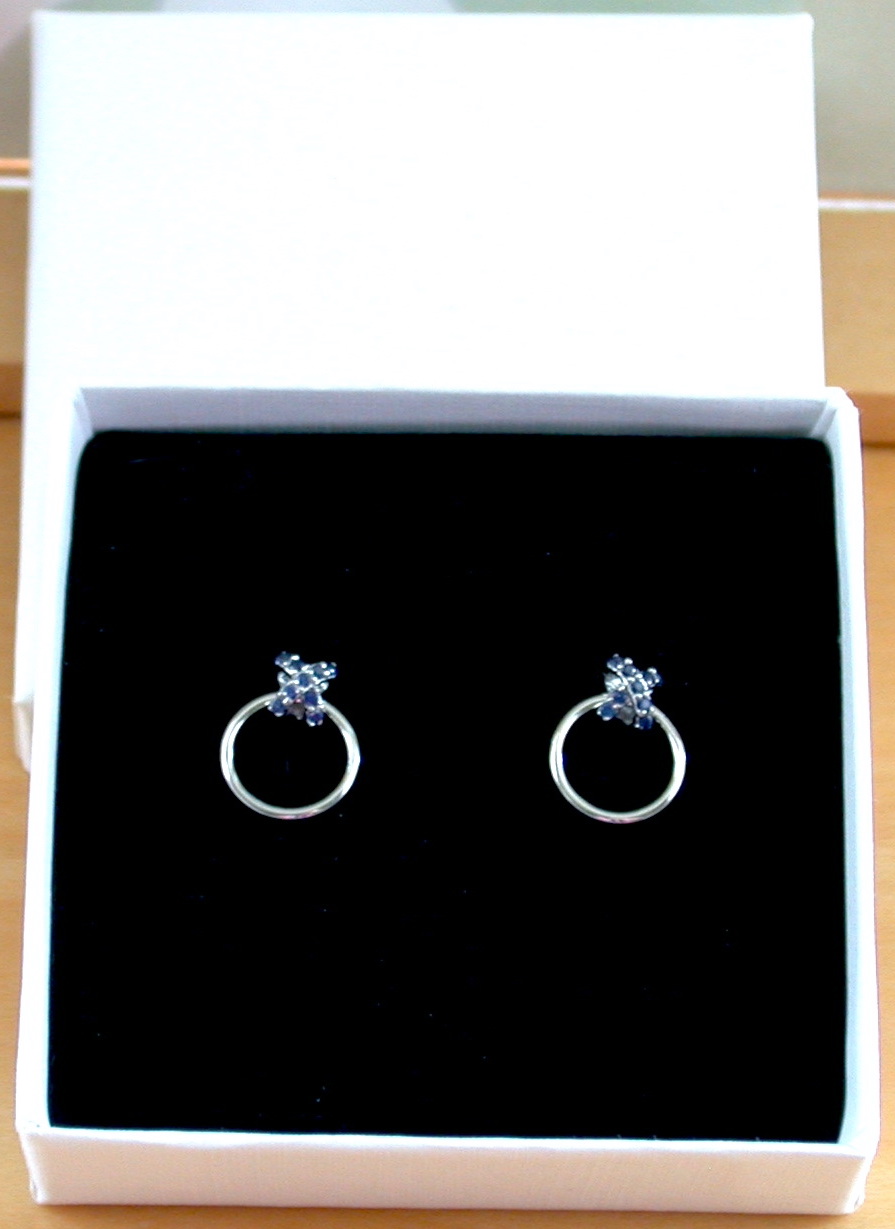 sapphire earrings in gift box