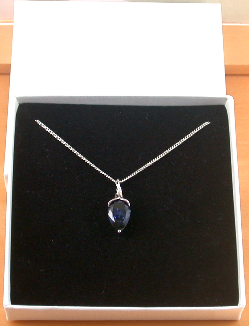 sapphire necklace in gift box
