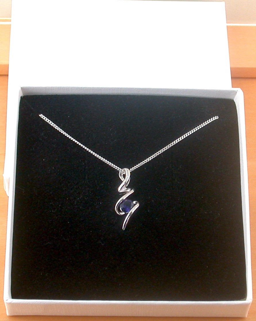 sapphire necklace in gift box