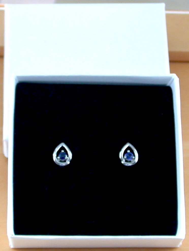 sapphire earrings in gift box