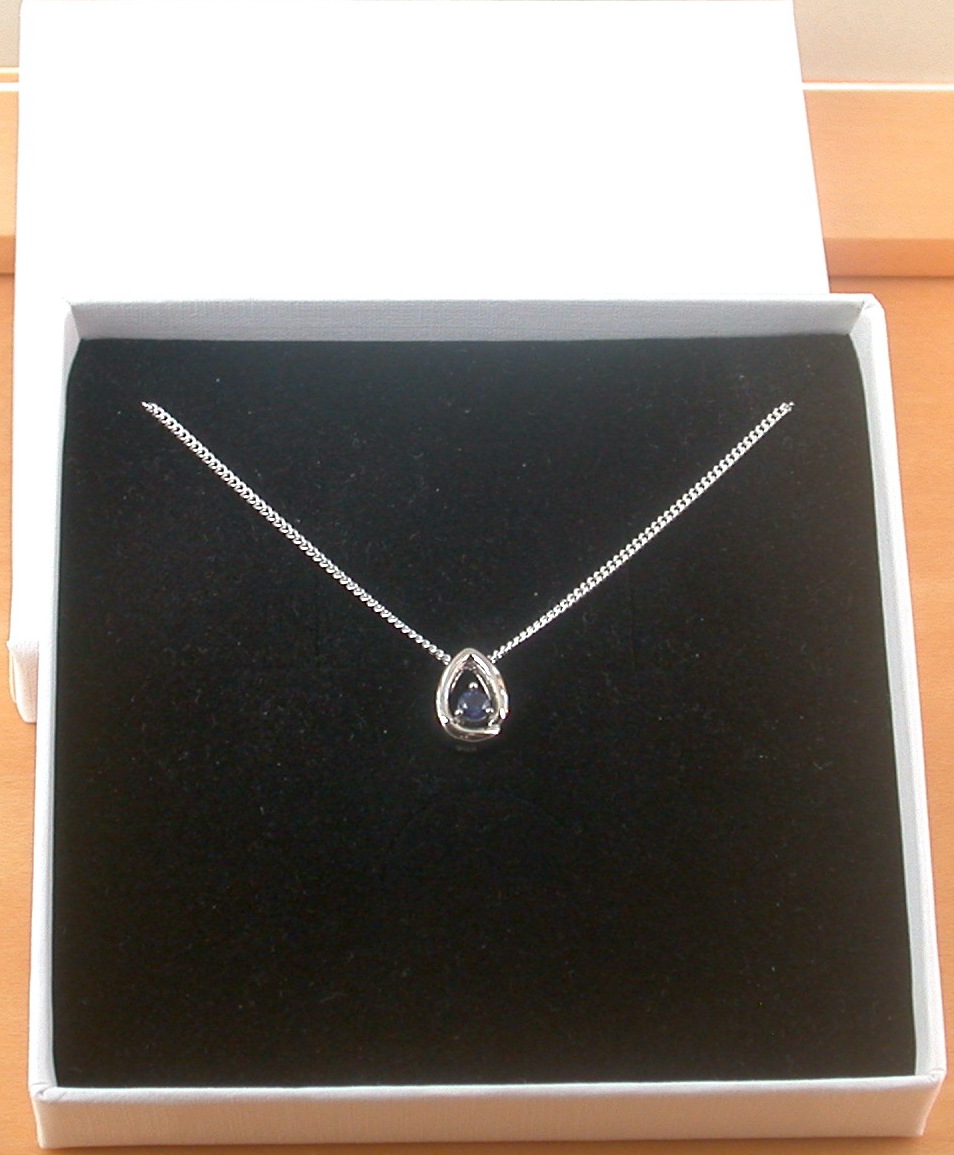 sapphire necklace in gift box
