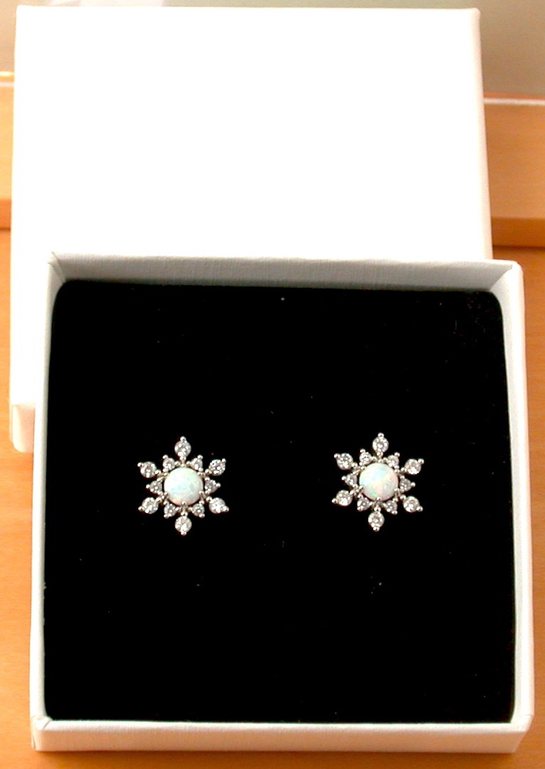 opal earrings in gift box