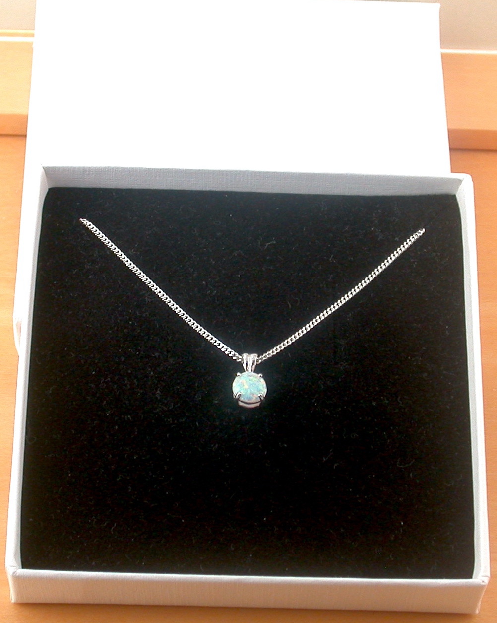 opal necklace in a gift box