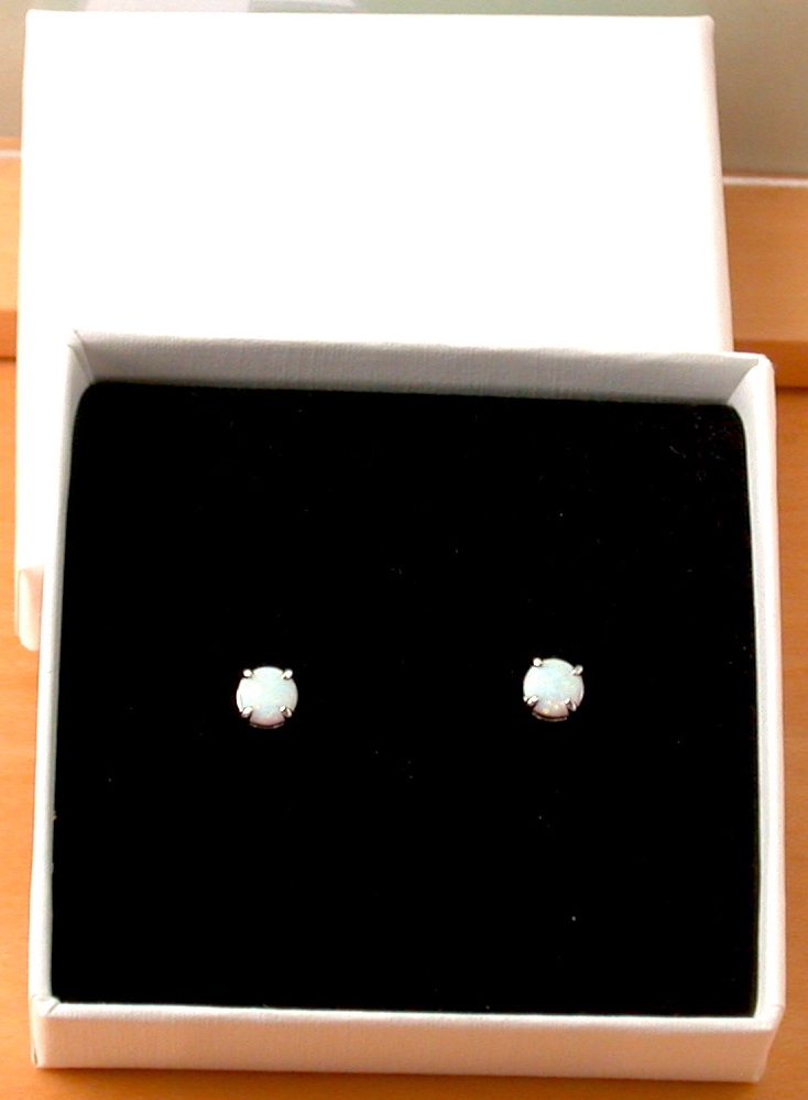 opal earrings in gift box