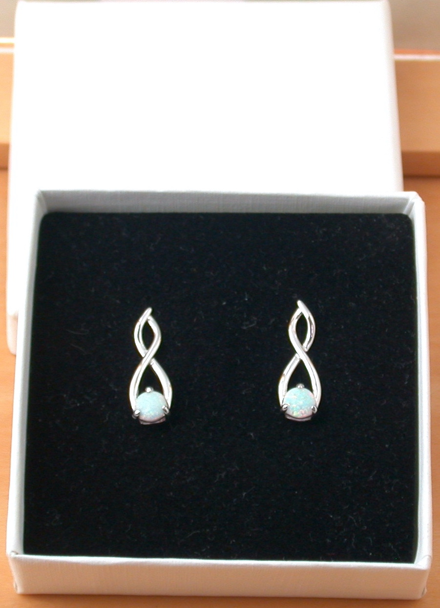 opal earrings in gift box