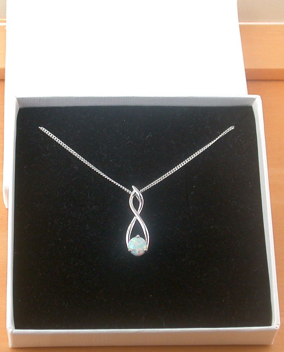 opal necklace in a gift box