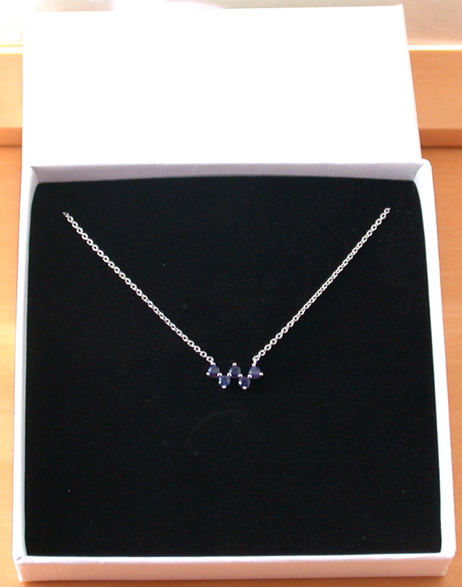 sapphire necklace in gift box