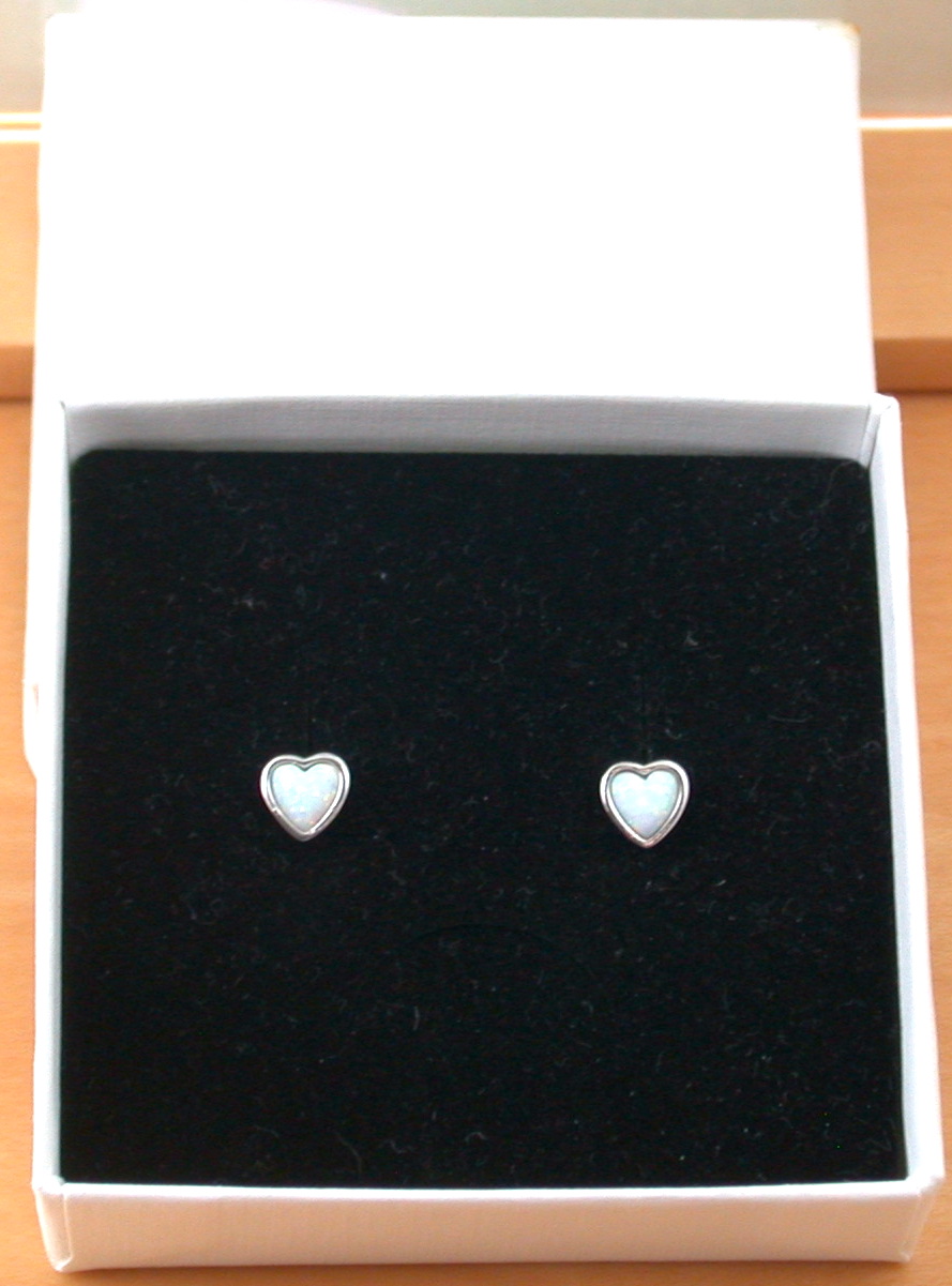 opal earrings in gift box