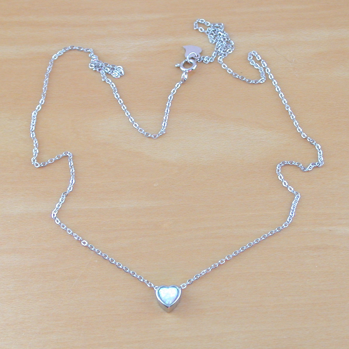White Opal Heart Necklace & Earrings - Image 3